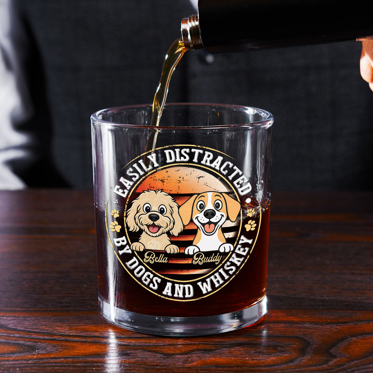 Dogs And Whiskey First - Personalized Whiskey Glass