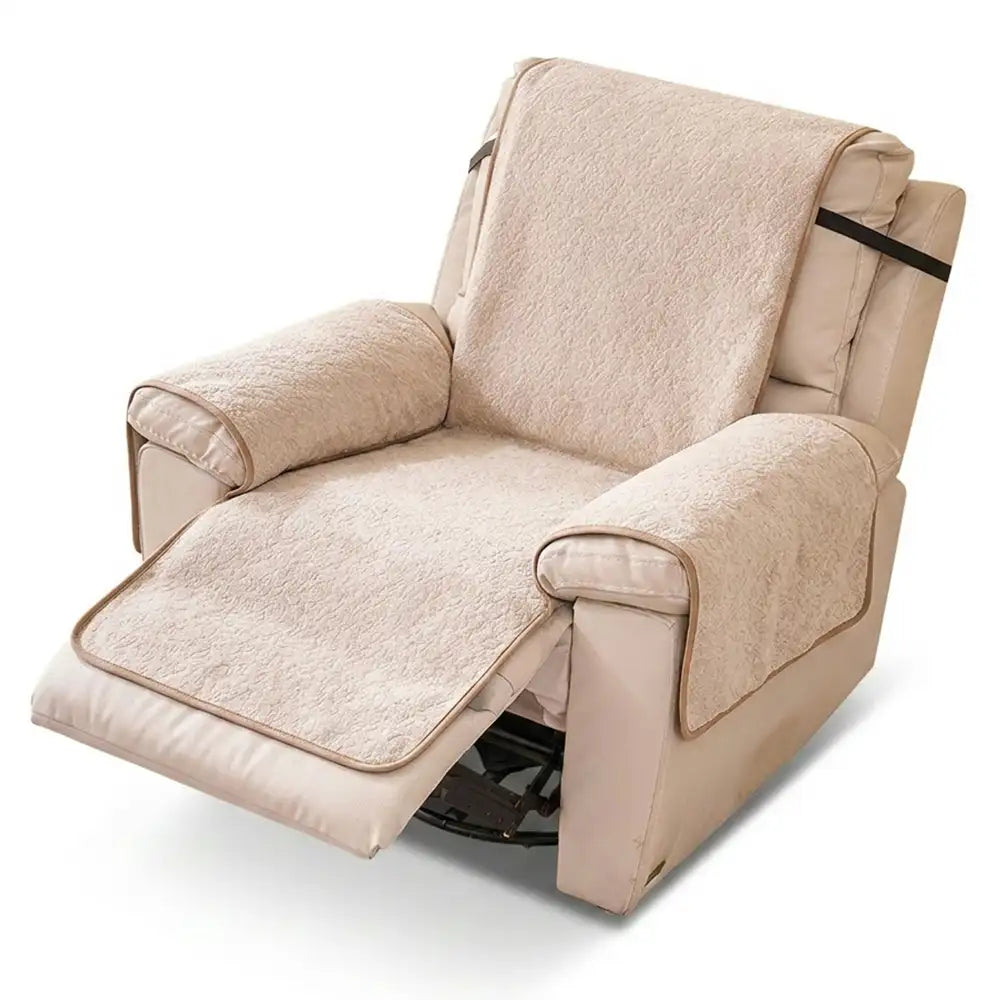 Chenille Scratch-Resistant Recliner Couch Cover With Straps - Snowflake