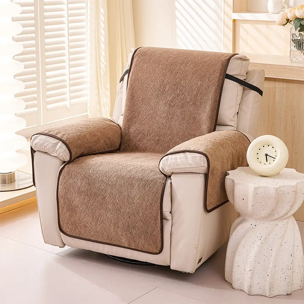 Chenille Scratch-Resistant Recliner Couch Cover With Straps - Snowflake