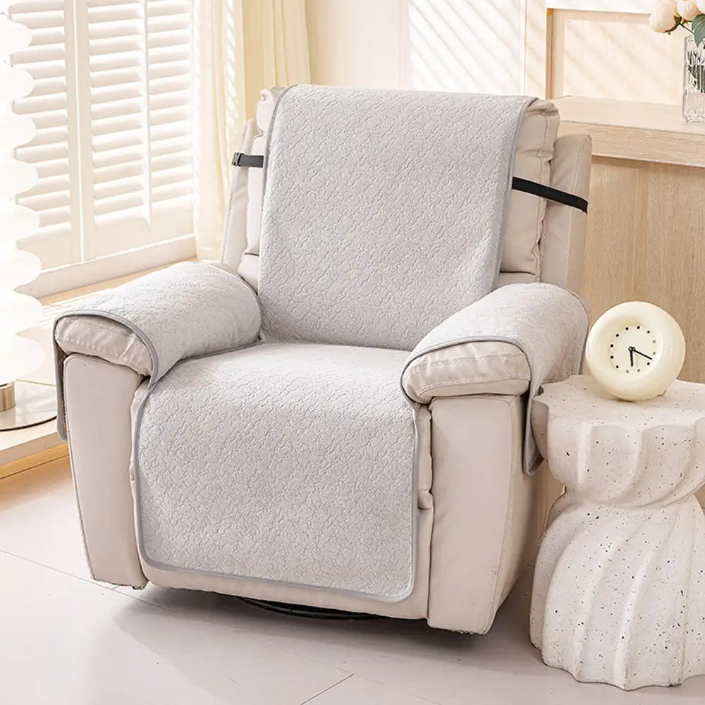 Chenille Scratch-Resistant Recliner Couch Cover With Straps - Snowflake