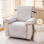 Chenille Scratch-Resistant Recliner Couch Cover With Straps - Snowflake