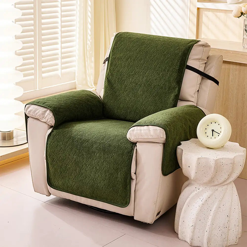 Chenille Scratch-Resistant Recliner Couch Cover With Straps - Snowflake