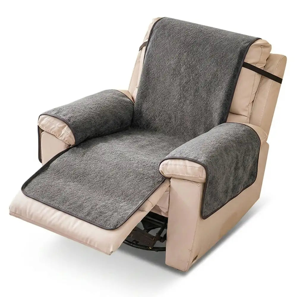Chenille Scratch-Resistant Recliner Couch Cover With Straps - Snowflake
