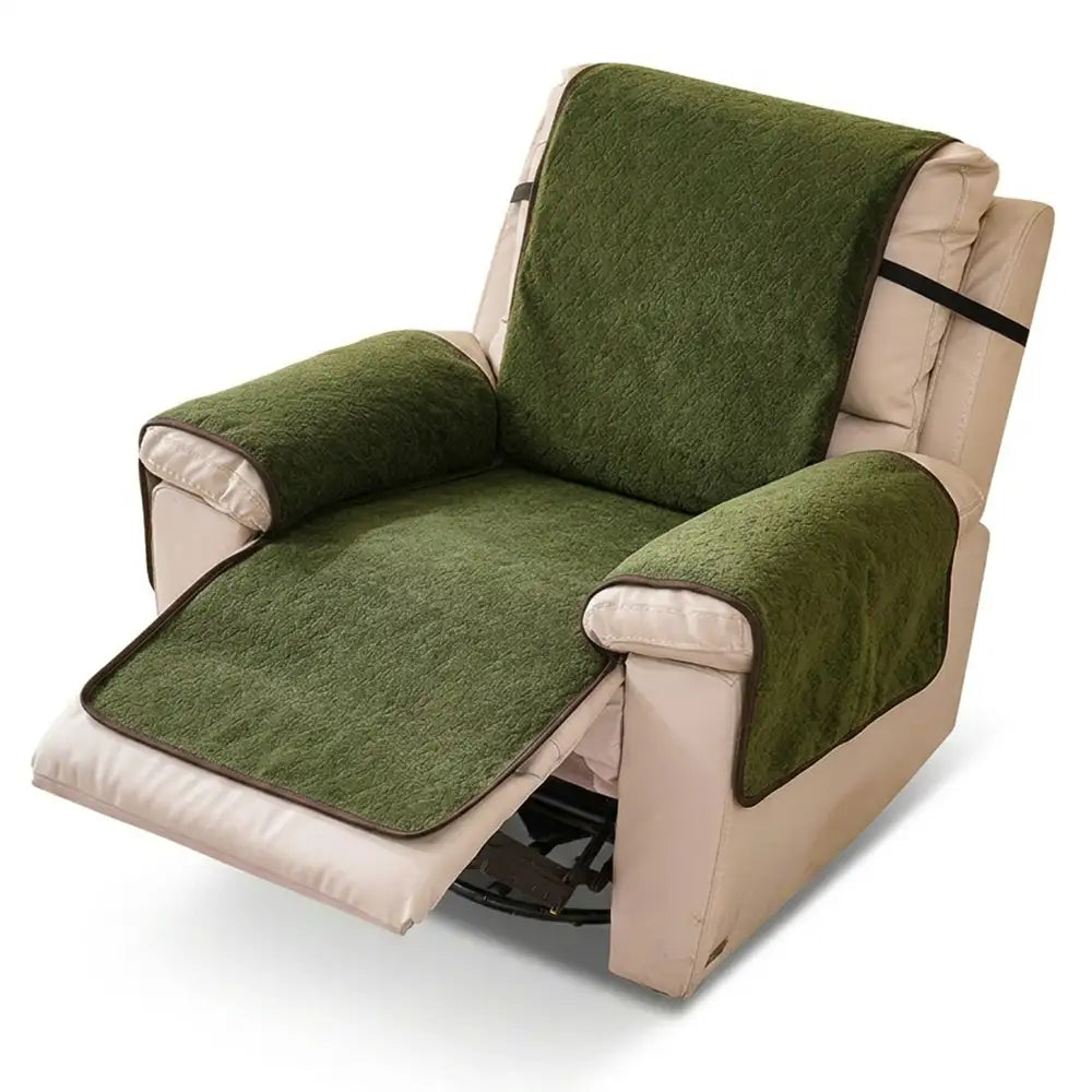 Chenille Scratch-Resistant Recliner Couch Cover With Straps - Snowflake
