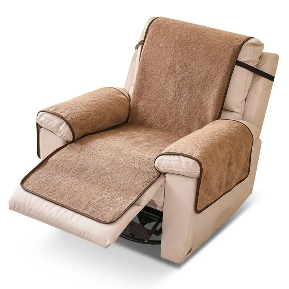 Chenille Scratch-Resistant Recliner Couch Cover With Straps - Snowflake