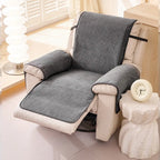 Chenille Scratch-Resistant Recliner Couch Cover With Straps - Snowflake