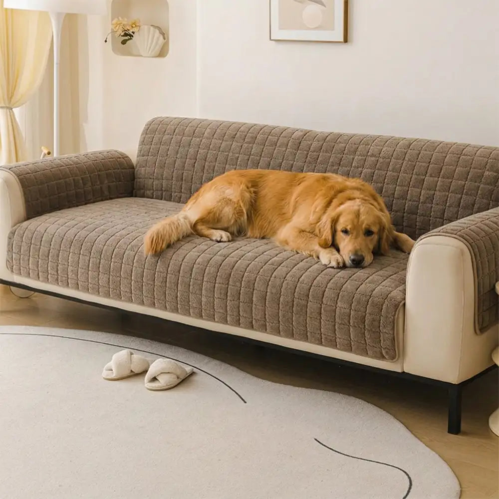 One-Piece Soft Pet-Friendly Short Plush Sofa Protection Non-Slip Couch Cover