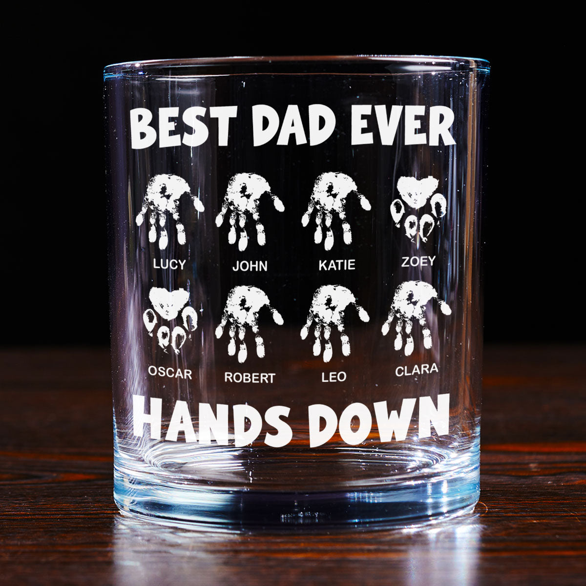 Best Dad Ever Hands Down - Personalized Whiskey Glass
