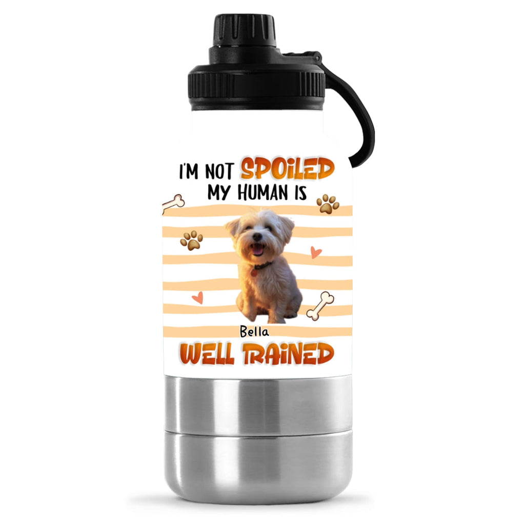 Well Trained Photo - Personalized 30oz Water Bottle With Pet Bowl