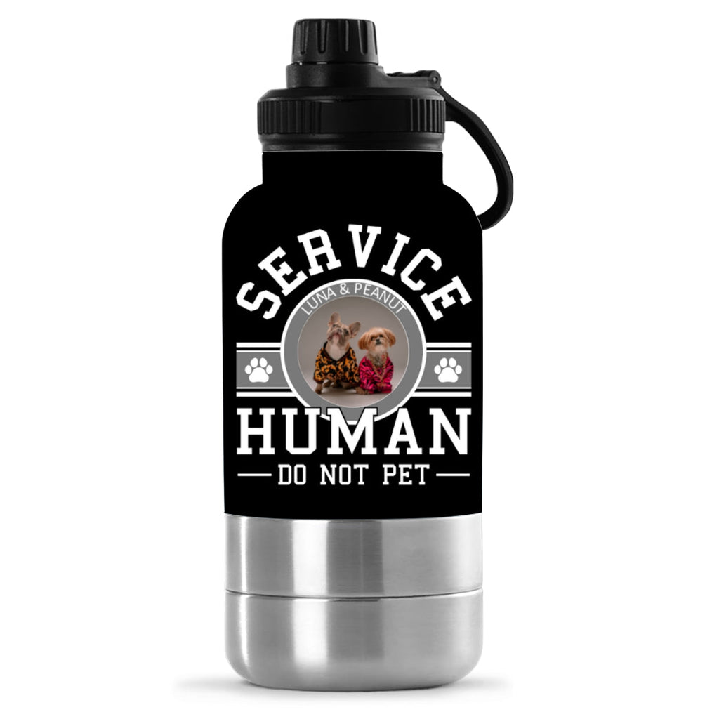 Service Human Cartoon Photo - Personalized 30oz Water Bottle With Pet Bowl