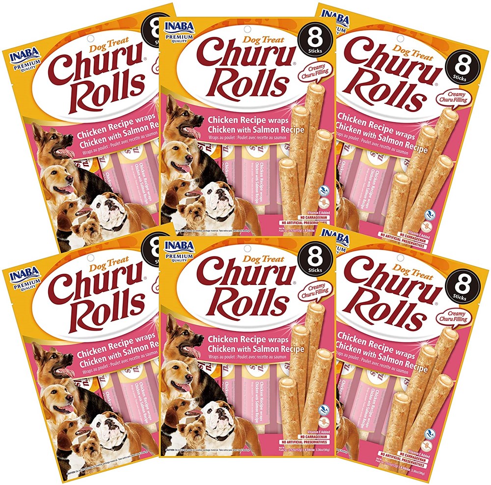 Inaba Dog Treat Churu Rolls Chicken Wraps with Salmon