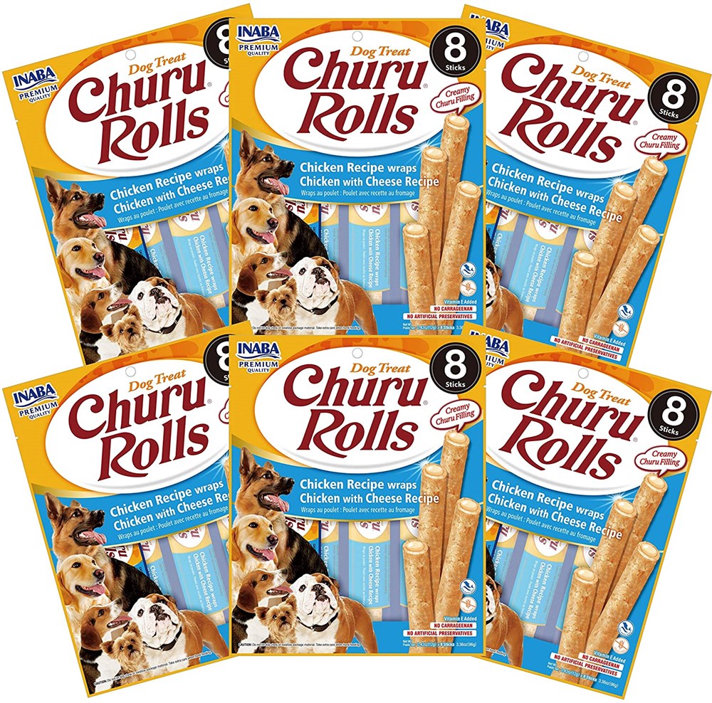 Inaba Dog Treat Churu Rolls Chicken Wraps with Cheese