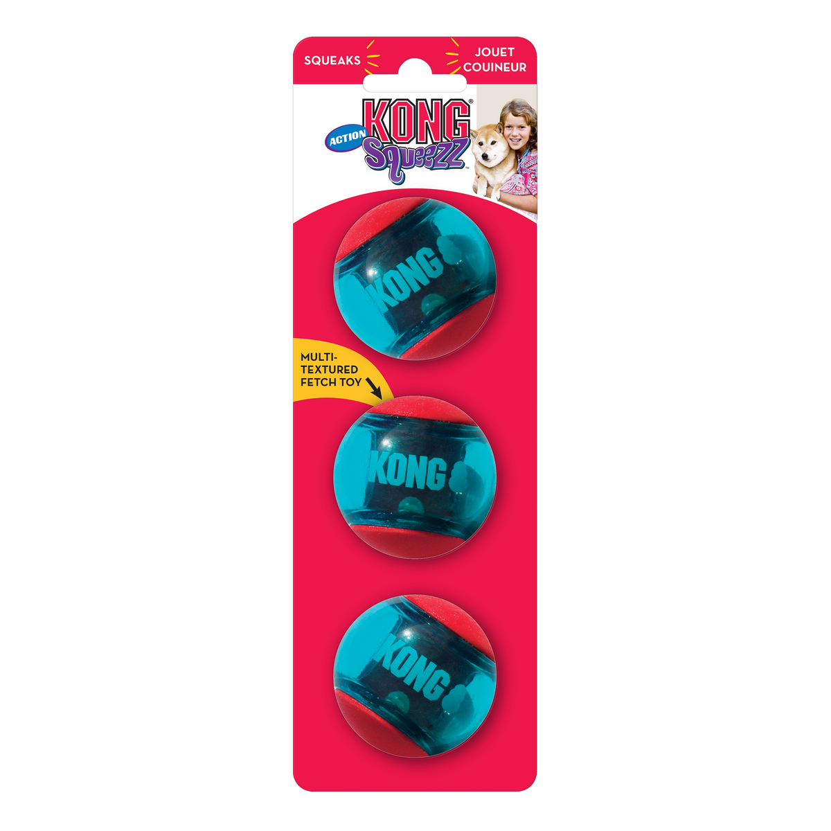 KONG Dog Toys Squeezz Action Ball Red