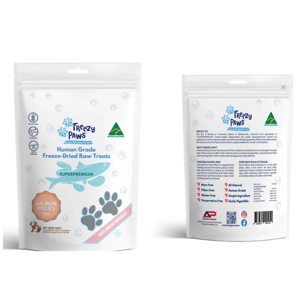 Freezy Paws Freeze Dried Salmon Bellies Pet Treats for Cats & Dogs