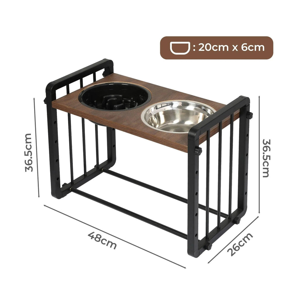 Adjustable Height Pet Feeder Elevated Dual Raised Bowl