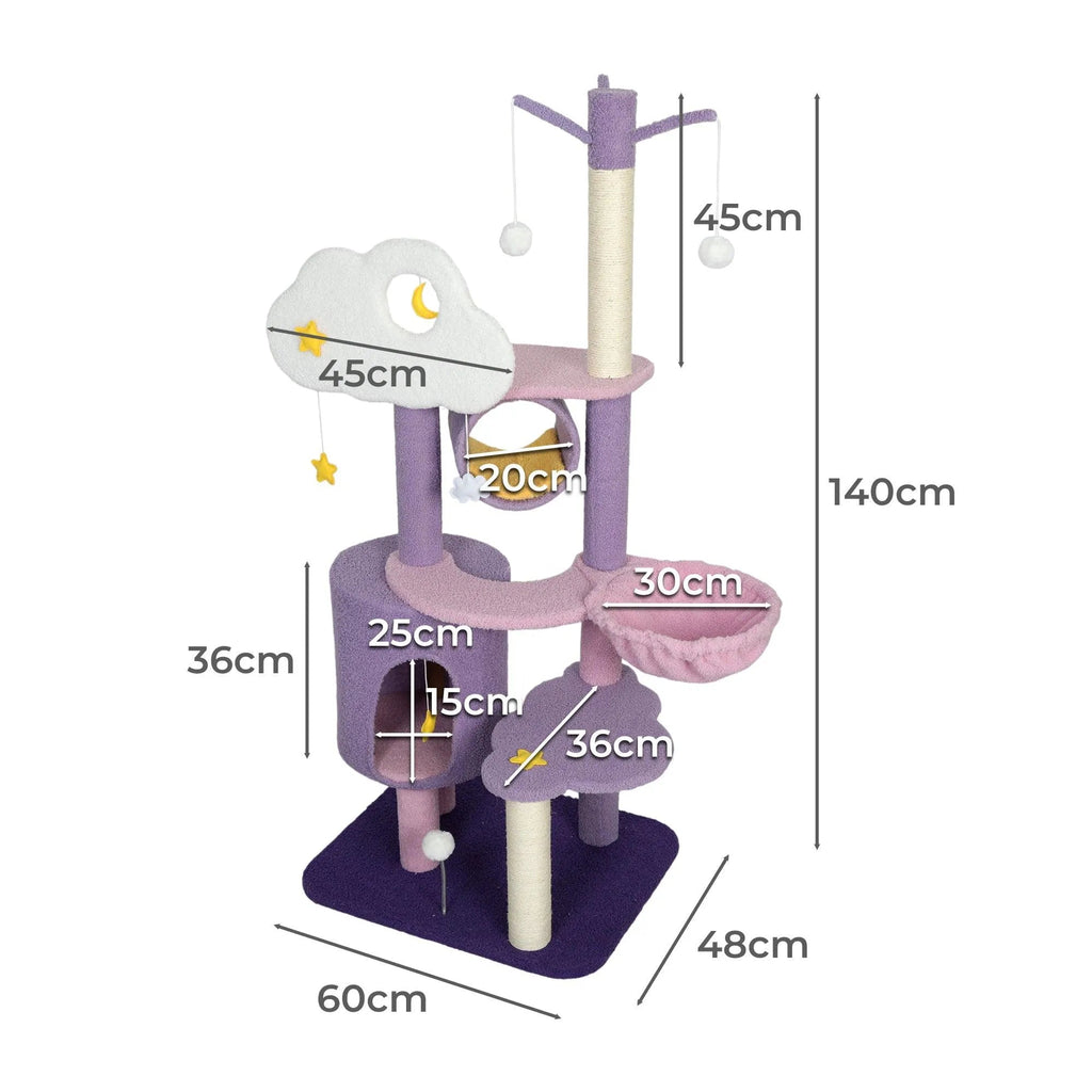 Cat Tree Condo Scratching Post Multi-Level - Purple