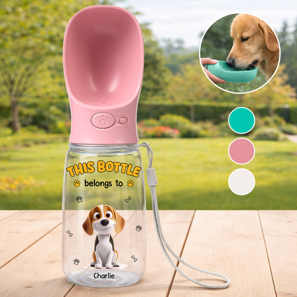 Belongs To - Personalized Pet Water Bottle With Drinking Feeder