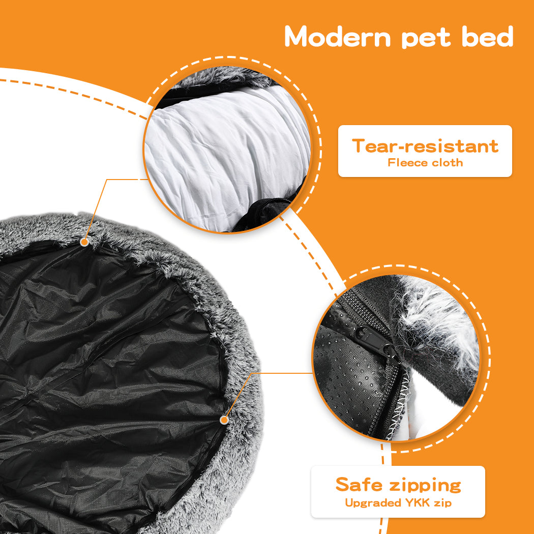 Donut Cat Bed with Removable Cover - Pink & Charcoal