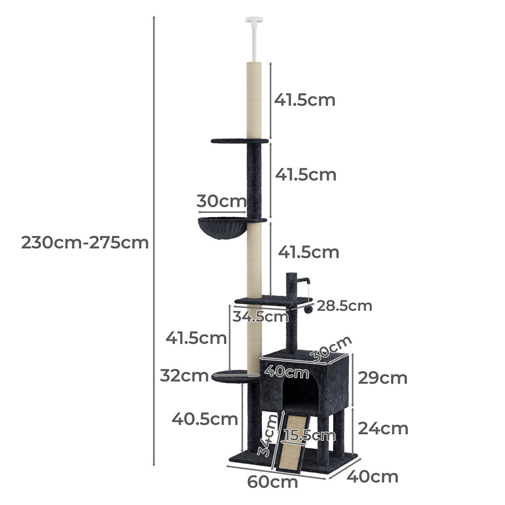 Floor-to-Ceiling Cat Tree Scratching Condo