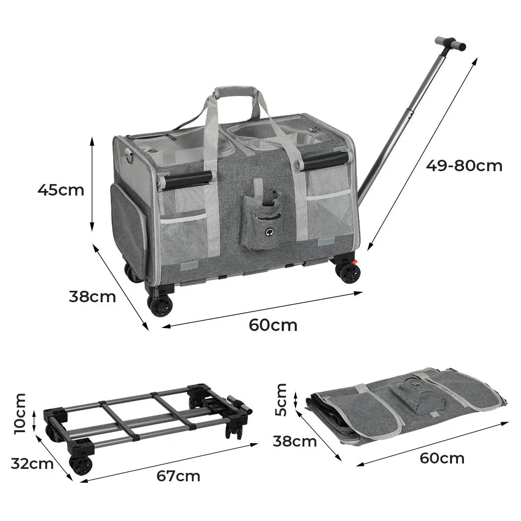 4-Wheel Pet Carrier for Large Dogs & Cats