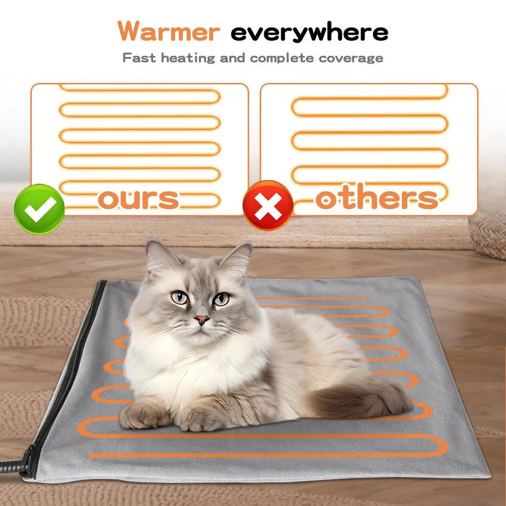 Electric Heating Pet Bed Mat Heated Blanket Pad Timers Removable Cover