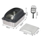 Stainless Steel Cat Litter Box Large Semi-Enclosed
