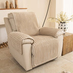 Plush Pet-Friendly Non-Slip One-Piece Sectional Couch Cover Recliner Couch Cover - Strips