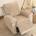Plush Pet-Friendly Non-Slip One-Piece Sectional Couch Cover Recliner Couch Cover - Strips