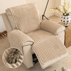 Plush Pet-Friendly Non-Slip One-Piece Sectional Couch Cover Recliner Couch Cover - Strips