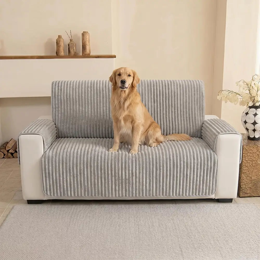 Plush Pet-Friendly Non-Slip One-Piece Sectional Couch Cover Recliner Couch Cover - Strips