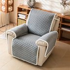 One-Piece Plush Scratch-Resistant Large Sectional Couch Covers with Elastic Straps