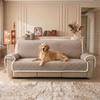 One-Piece Plush Scratch-Resistant Large Sectional Couch Covers with Elastic Straps