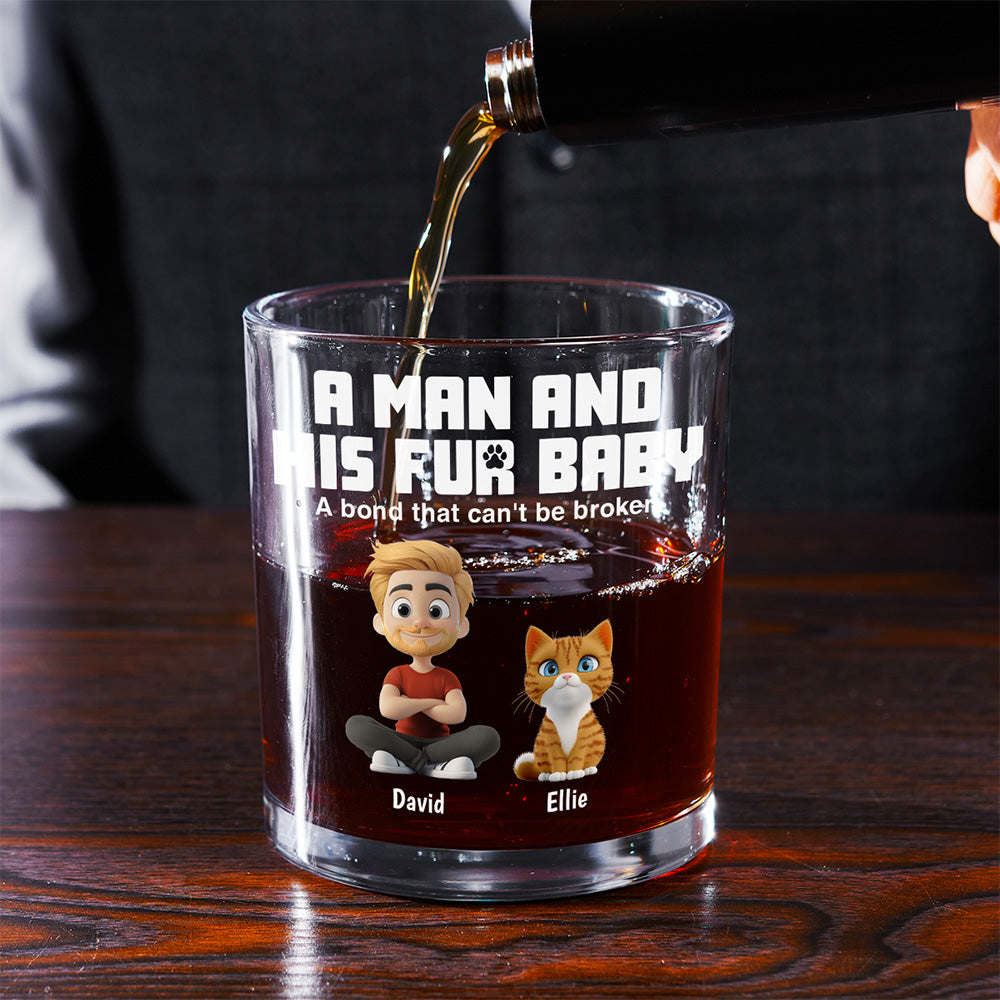 A Man And His Pets - Personalized Whiskey Glass