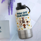 Paw Off My Treats - Personalized 30oz Water Bottle With Pet Bowl