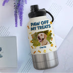 Paw Off My Treats Photo - Personalized 30oz Water Bottle With Pet Bowl