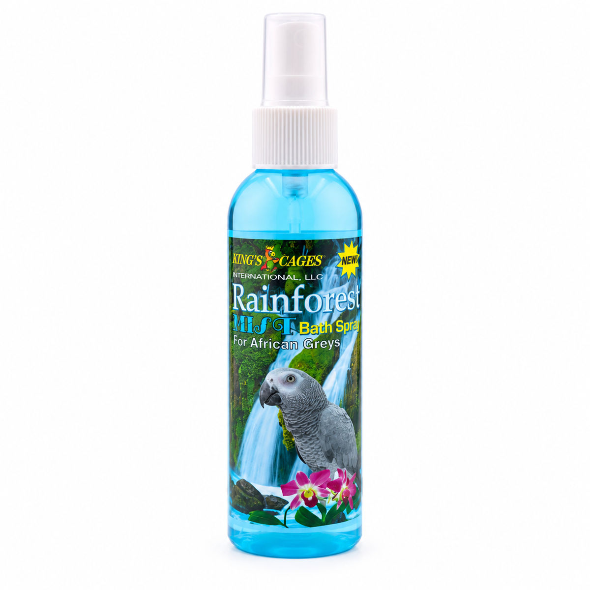 Kings Cages Blue Rainforest Mist Bath Spray for African Greys 8oz