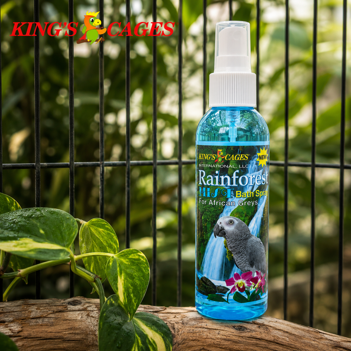 Kings Cages Blue Rainforest Mist Bath Spray for African Greys 8oz