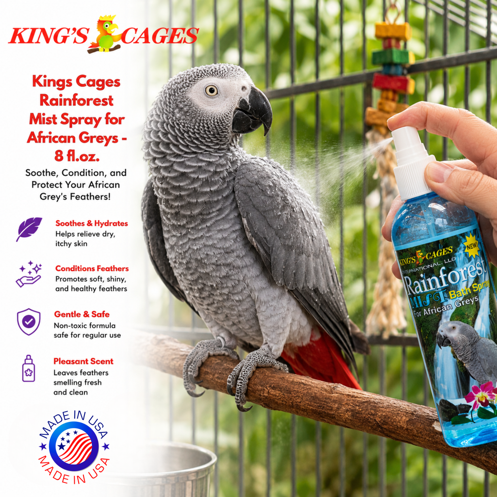 Kings Cages Blue Rainforest Mist Bath Spray for African Greys 8oz