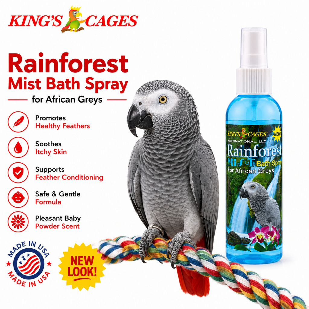 Kings Cages Blue Rainforest Mist Bath Spray for African Greys 8oz