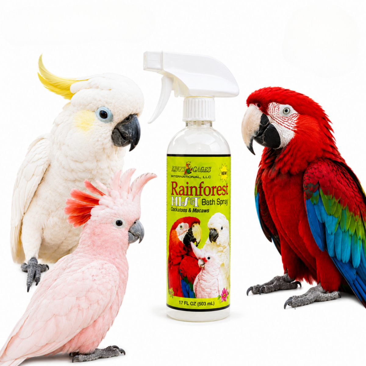 Rainforest Mist White 17oz Bath Spray Cockatoos and Macaws