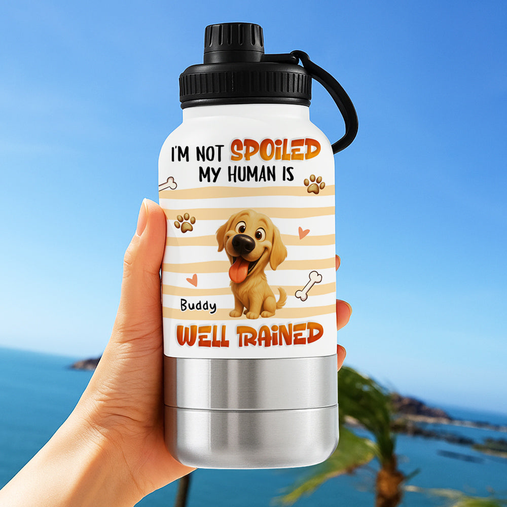 Well Trained - Personalized 30oz Water Bottle With Pet Bowl