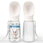Paws Off My Water Ver Cat - Personalized Pet Water Bottle With Drinking Feeder