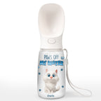 Paws Off My Water Ver Cat - Personalized Pet Water Bottle With Drinking Feeder