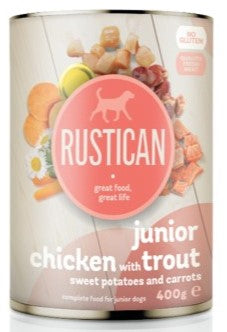 RUSTICAN JUNIOR Piletina i pastrva s batatom i mrkvom, bez glutena