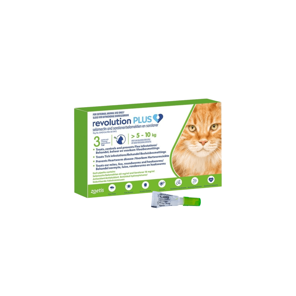 Revolution Plus (5 to 10kg) Green Cat Tick & Flea Treatment Single