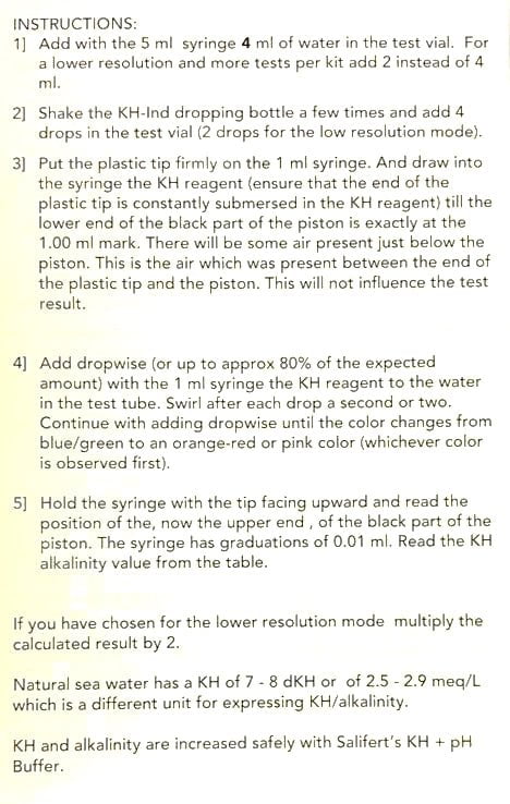 SALIFERT Carbonate Hardness Profi Test kit for saltwater (Alkalinity, KH)