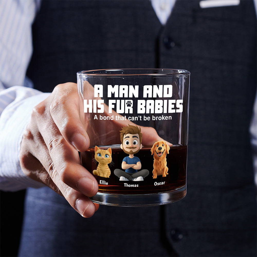 A Man And His Pets - Personalized Whiskey Glass