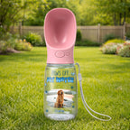 Paws Off My Water Photo - Personalized Pet Water Bottle With Drinking Feeder