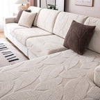 Modern Leaf Jacquard Water-Repellent Anti-Scratch Stretch Full Wrap Sectional Couch Cover