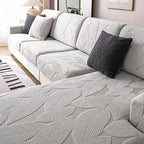 Modern Leaf Jacquard Water-Repellent Anti-Scratch Stretch Full Wrap Sectional Couch Cover